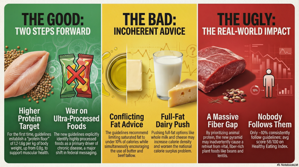 2026 Food Pyramid, Protein Intake, Nutrition Tips, Ultra Processed Foods, Beef Tallow, Gut Health, USDA, Dietary Guidelines, Muscle Growth, Heart Health, Weight Loss, Saturated Fat, Fiber, Evidence Based, Barbell Medicine, Public Health, Metabolism, Food Industry, Healthy Eating, Macros