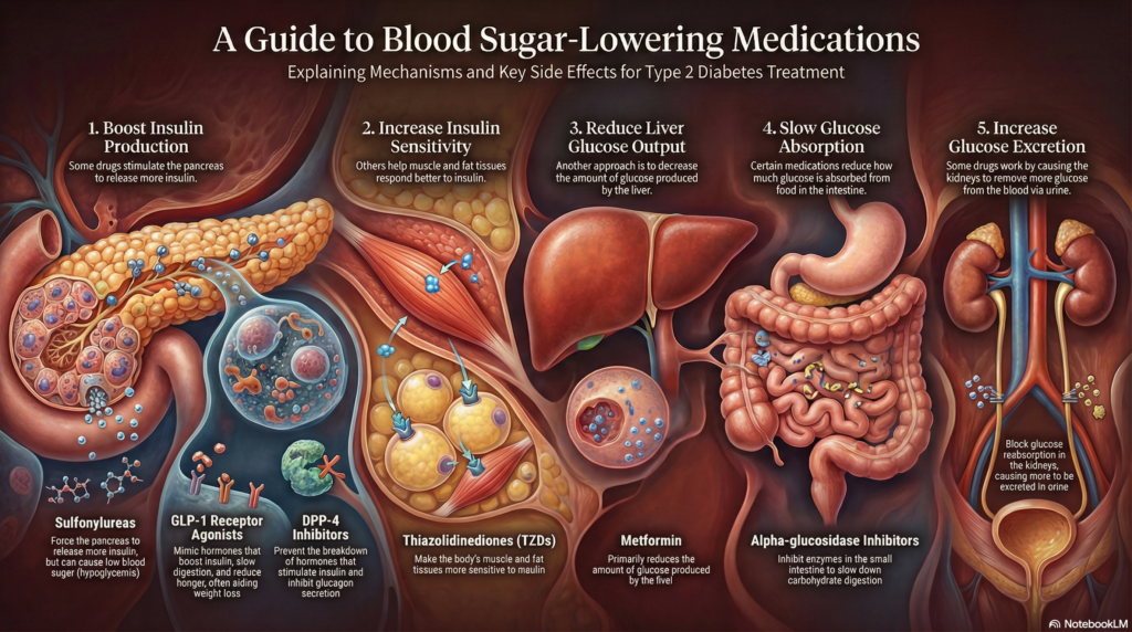Blood Sugar-Lowering Mechanisms Explained.